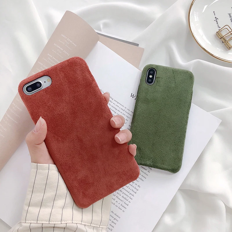 Гладкие замшевые Меховые чехлы для телефонов iphone XS Max XR Мягкие силиконовые чехол 7