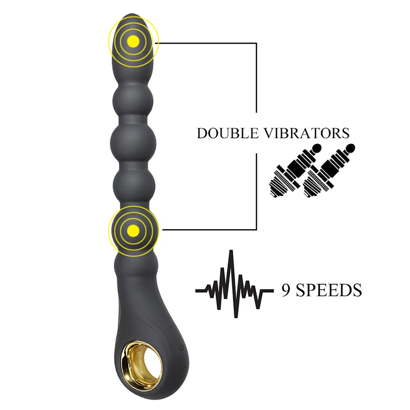 Silicone Long Anal Balls Vibrator Unisex Adult Novelty Sex Toys Vibrating Butt Plug 9 Speeds Double Motors Prostate Massager | Красота и