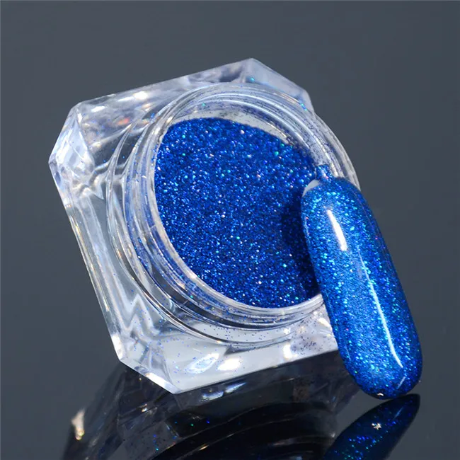 Blue 1 коробка голографический блестящий для ногтей порошок красочный порошок с пигментным блеском лазерный хромированный порошок Маникюр дизайн ногтей - Цвет: Blue