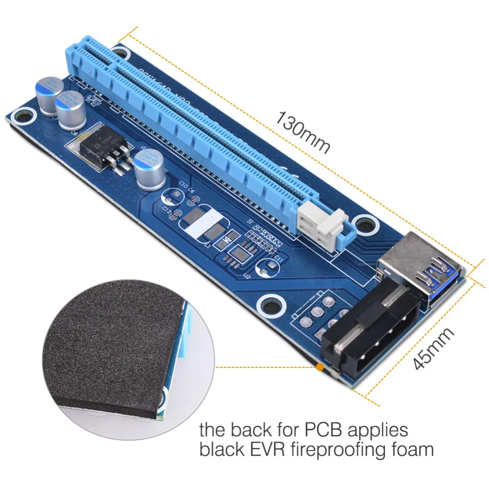 PCIe pci-e PCI Express Riser Card 1x к 16x USB 3.0 кабель SATA 4PIN IDE Molex Питание для btc шахтера горной