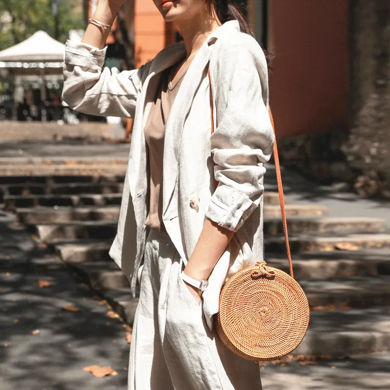 Квадратная круглая Соломенная Сумочка многослойная стильная женская летняя