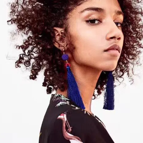 [Jimore] Черный Длинные кисточкой Серьги Новинка 2017 года Brincos Grandes модные Para Mulheres Для