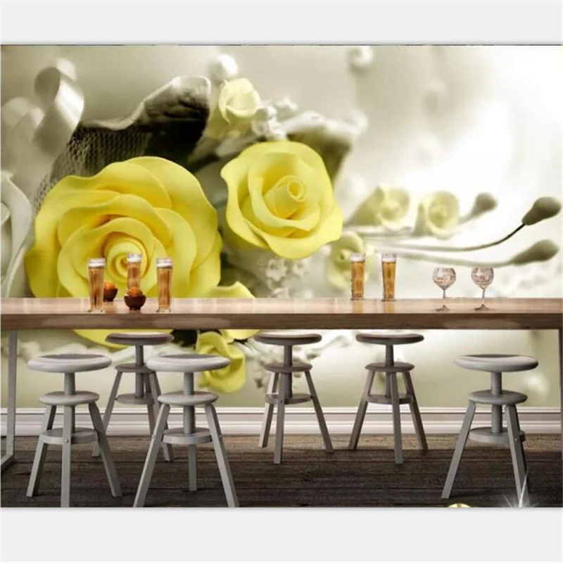 

beibehang Custom wallpaper home decor living room bedroom mural yellow rose beautiful fashion floral mural sofa background photo
