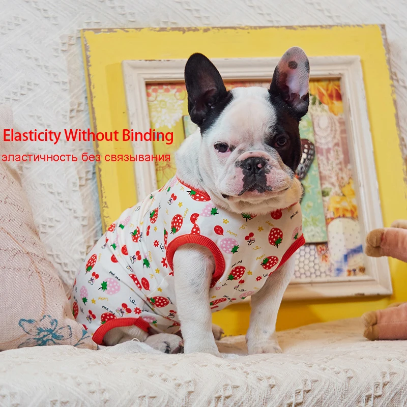 Комбинезоны для домашних животных собак, щенков, одежда с короткими рукавами, хлопок, обертывание живота, пижамы, упругая толстовка, толстая собака, французский бульдог, мопс