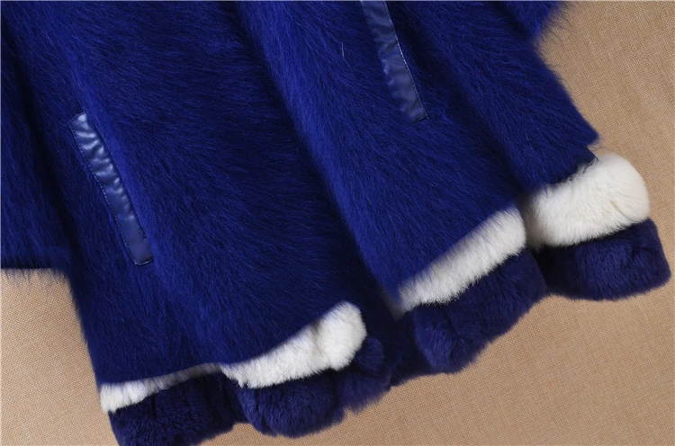 women femme winter heavy thick plush mink cashmere fox tail cardigan seven flare sleeve slim angora knitwear sweater coat mantle |