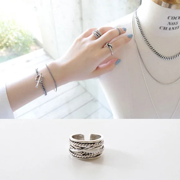 

Retro Exaggerated Personality 925 Sterling Silver Multilayer Rings for Women Jewelry Adjustable Finger Ring Free Shipping