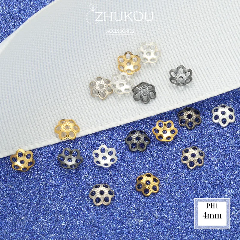 ZHUKOU 100 шт. горячий цветок бусины концевик для ювелирных изделий фурнитура