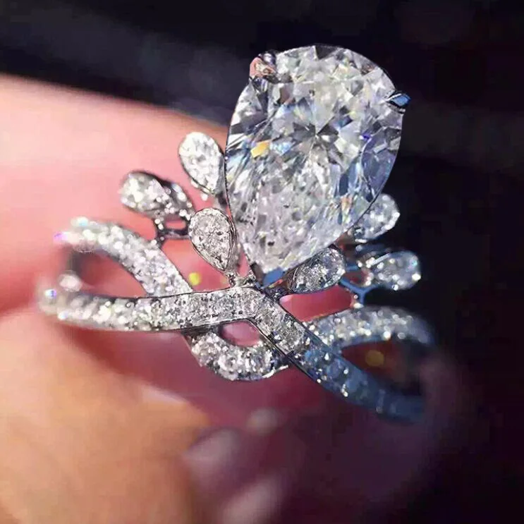 YaYI кольцо с голубым кристаллом 7,8 CT белый цирконий серебристый цвет обручальные кольца Свадебные Кольца Сердце Девушки вечерние кольца Подарки 405