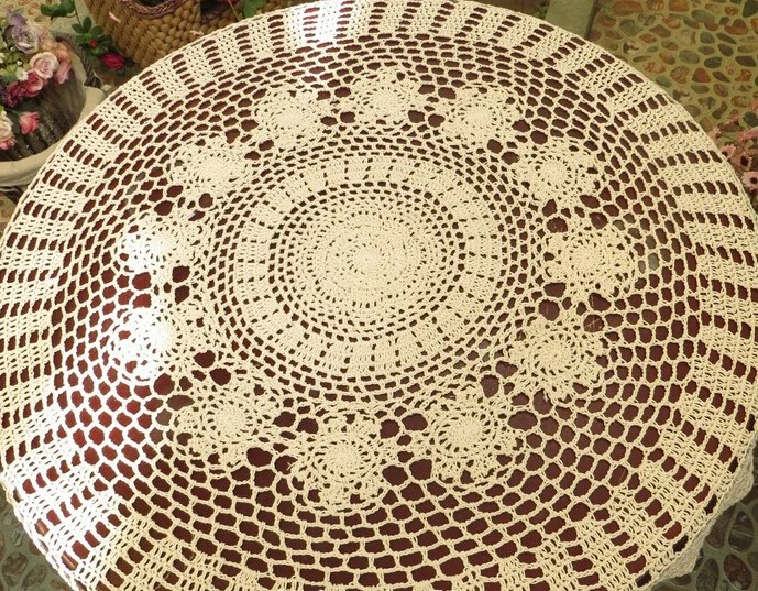 Ручной работы вязанный цветочный хлопок вязать doilies Круглый Кофейный Столик Ткань Обложка украшены ажурные скатерти