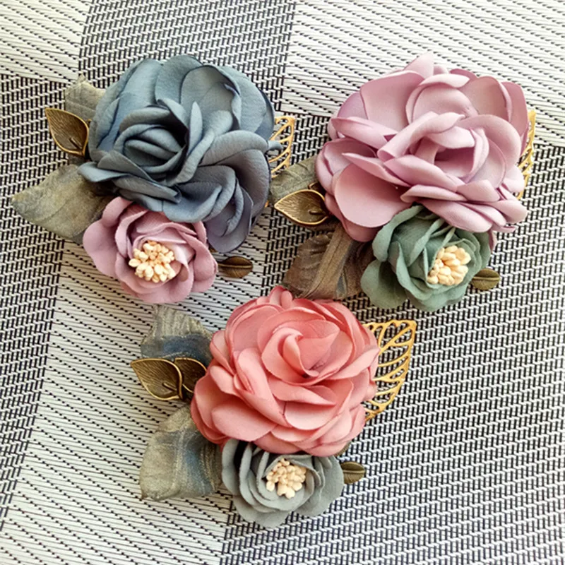 New Woman Brooches Handmade Yard Fabric Flowers Pin Vintage Leaf Suits Fashion Jewelry Coat Corsage Accessories | Украшения и
