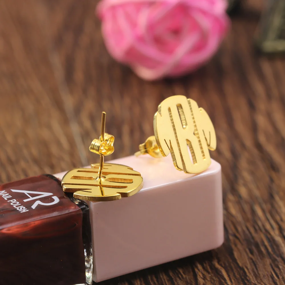 3 Initals Fashion Wedding Earrings Monogrammed Stud earring for women Real 925 solid silver engragement earrings Christmas |