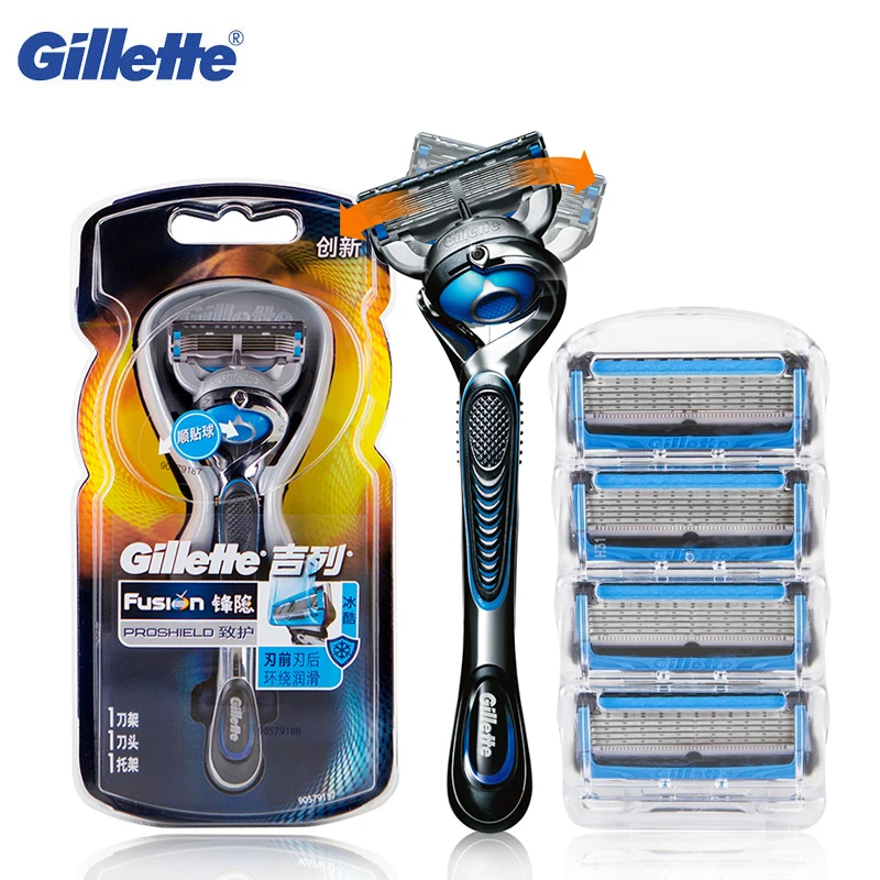 Бритвенный станок Gillette Fusion 5 ProShield Chill, Мужская Безопасная бритва с 5 лезвиями