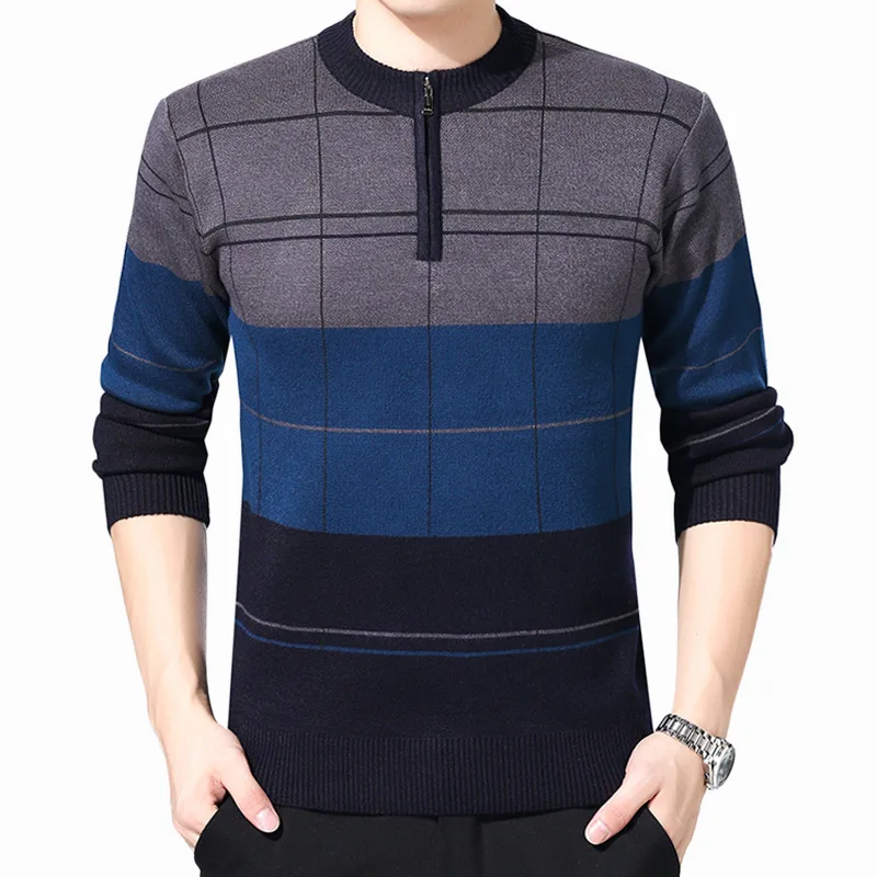 Шерстяные свитера для мужчин, Осень-зима, толстые свитера с круглым вырезом, фирменный свитер, мужской вязаный кашемировый теплый кардиган на молнии для мужчин, плюс 4XL - Цвет: 1