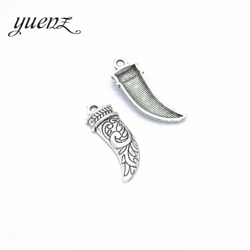 Подвески YuenZ 20 шт рог быка античное серебро цвет для изготовления браслетов