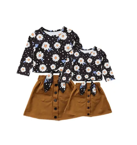 Детские наряды для маленьких девочек одежда футболка с подсолнухом топ платье