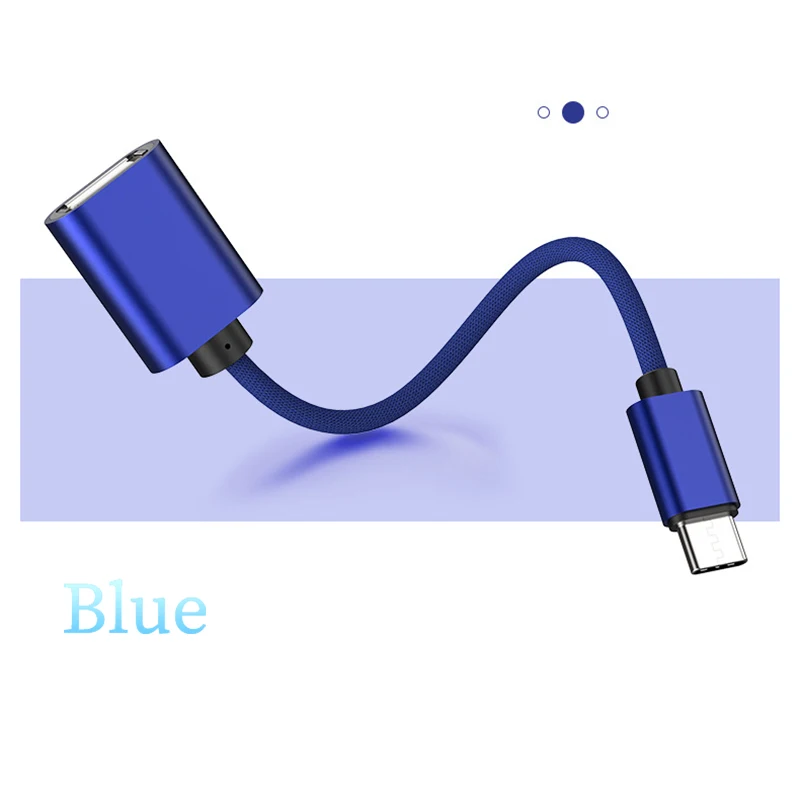 Синий Кабель-адаптер USB OTG типа C для Xiaomi Redmi Note 7 разъем USB C типа C для samsung S10 huawei Tablet USB 2,0 OTG Adaptador - Цвет: Синий