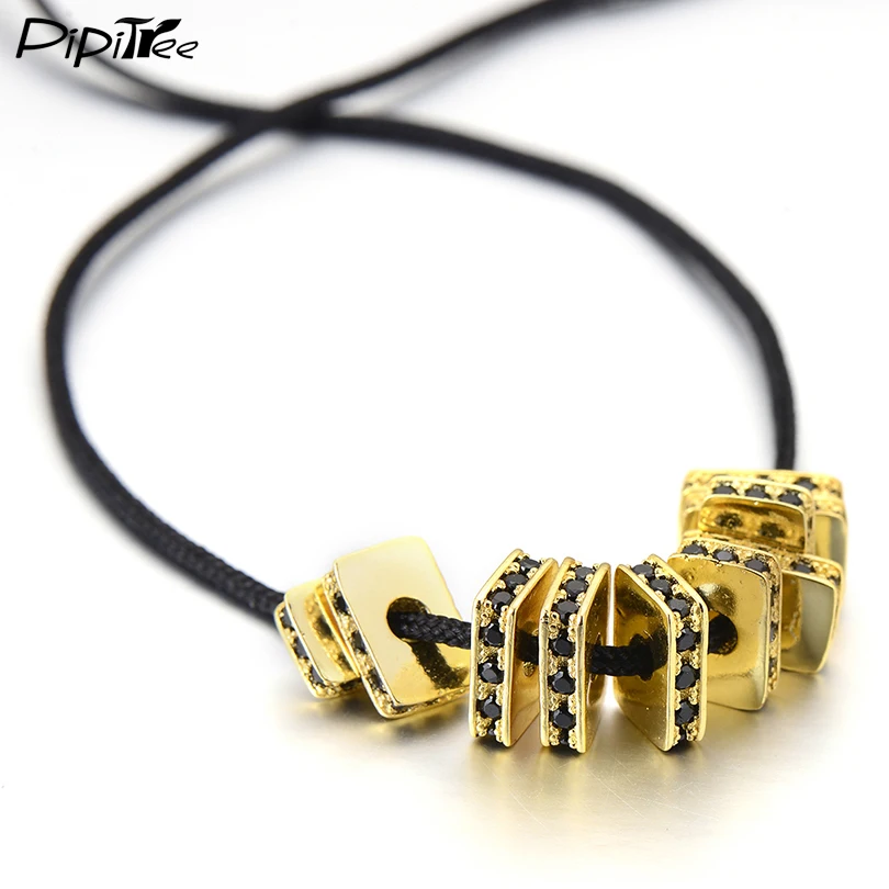 Pipitree 5 шт./лот CZ черные бусины из циркония бусины подходят для браслета ожерелье DIY Подвески бусины для изготовления ювелирных изделий Аксессуары