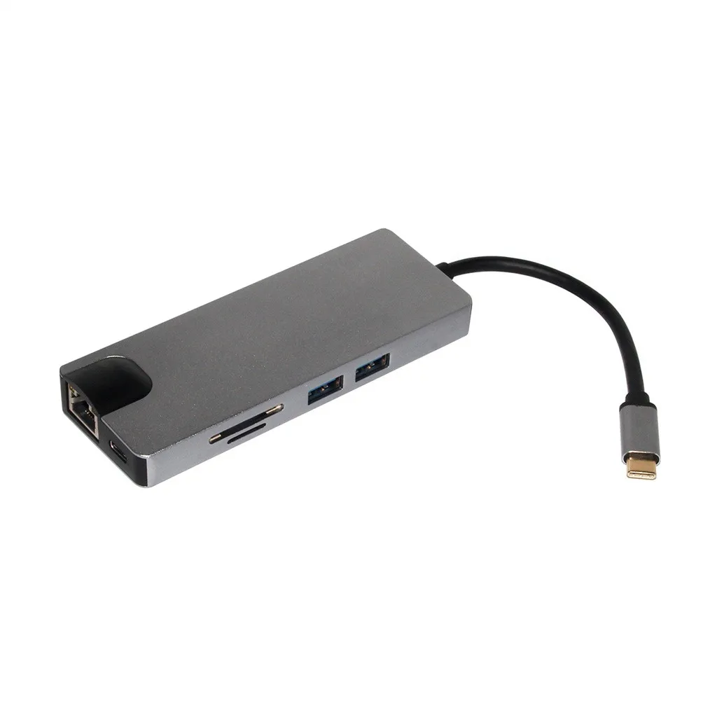 Адаптер Type C 8 в 1 с разъемом HDMI 4K RJ45 2 USB3.0 расширенная док станция PD для зарядки OTG