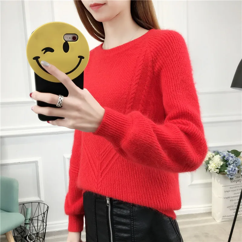 

2019 Autumn Winter Women Long Sleeve Loose Pullovers Sweaters Jumper Knitwear Outerwear Korean Women O neck Warm Sweaters Tops