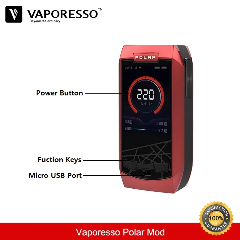 Vaporesso Polar 220 Вт TC коробка мод Vape подходит для каскадных детских SE Танк Vaper 18650 Eletronic