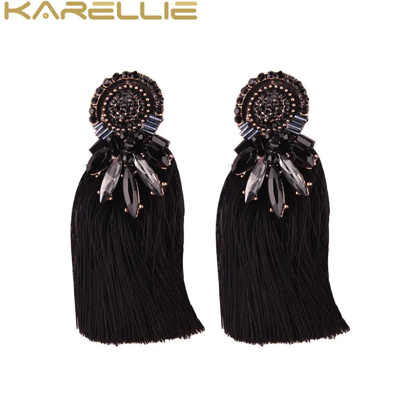 KARELLIE Women Hot Rhinestone Tassel Statement Earring Ethnic Drop Earrings for Gifts Fashion Party Jewelry Wholesale | Украшения и