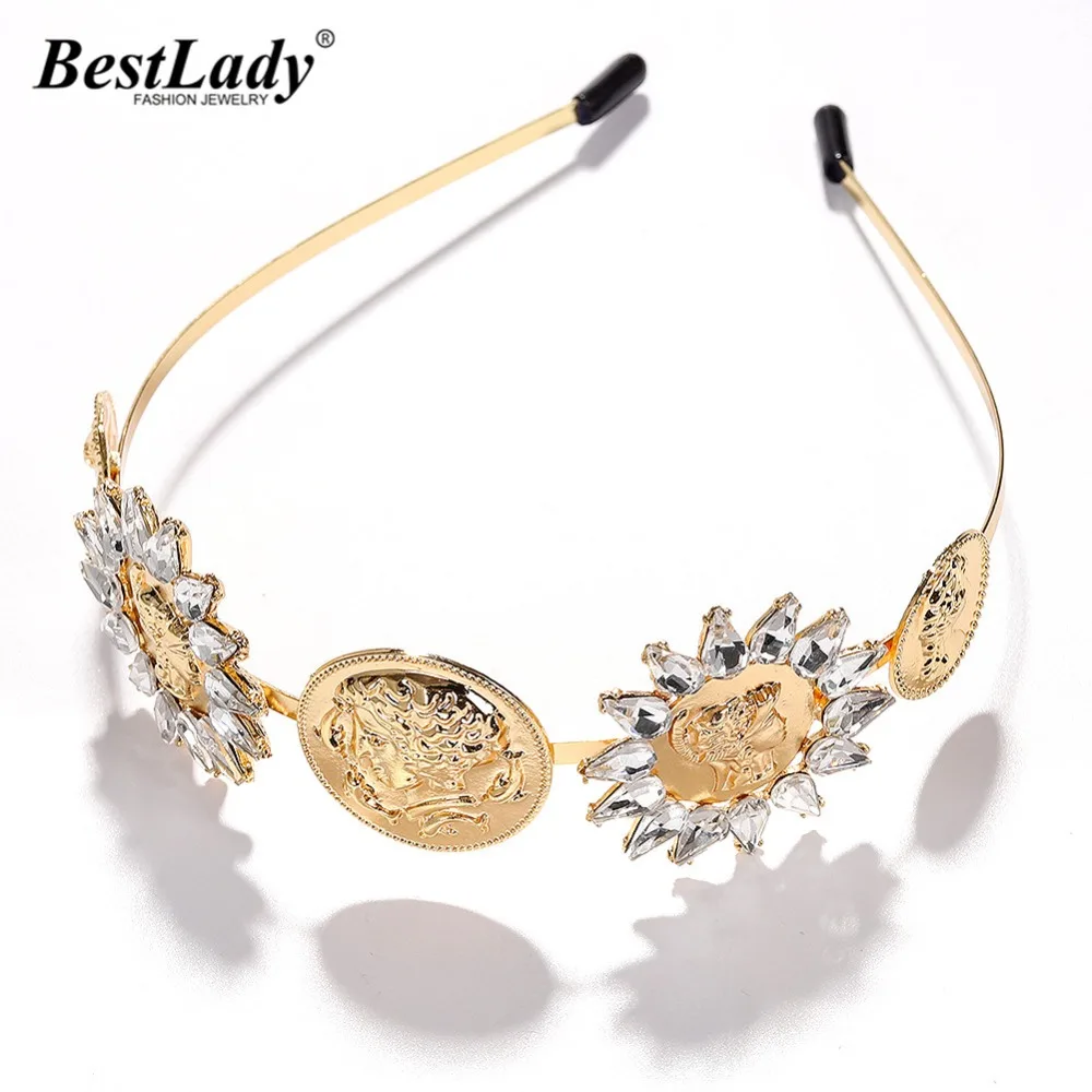 Женские винтажные ободки для волос с цветами и кристаллами золотого цвета