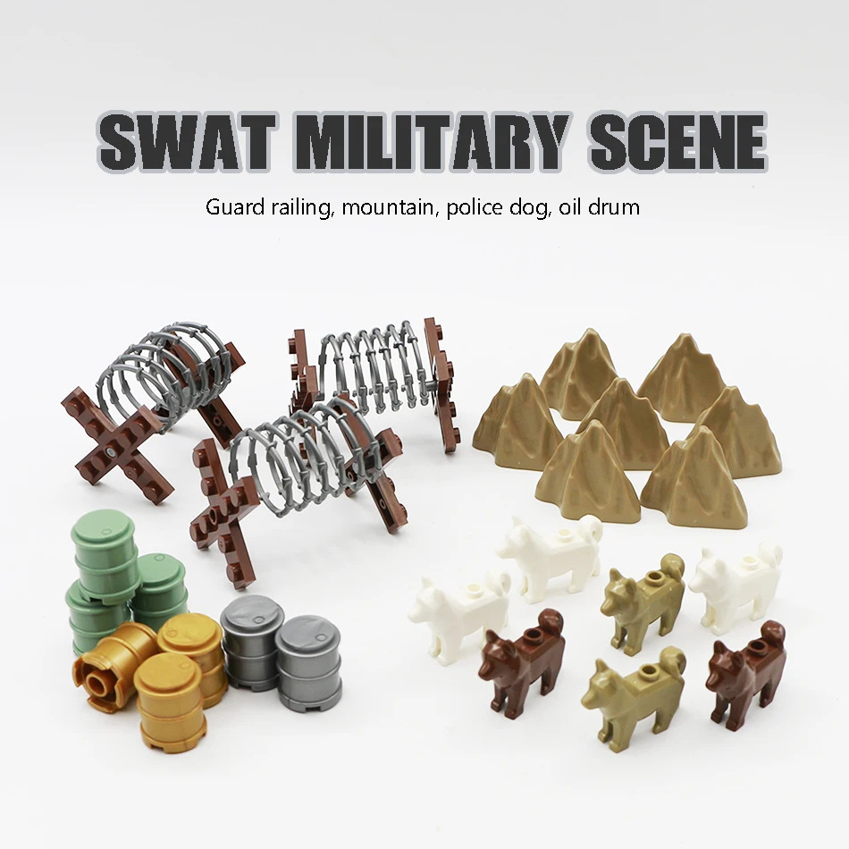 WW2 военный забор строительные блоки стена городская полиция собака Хилл железный