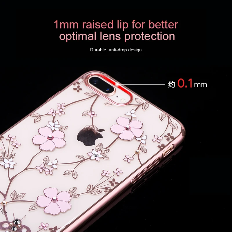 KAVARO чехол для iPhone 7 8 Plus кристаллами от Swarovski Diamond ПК покрытием пчелы цветок крышка