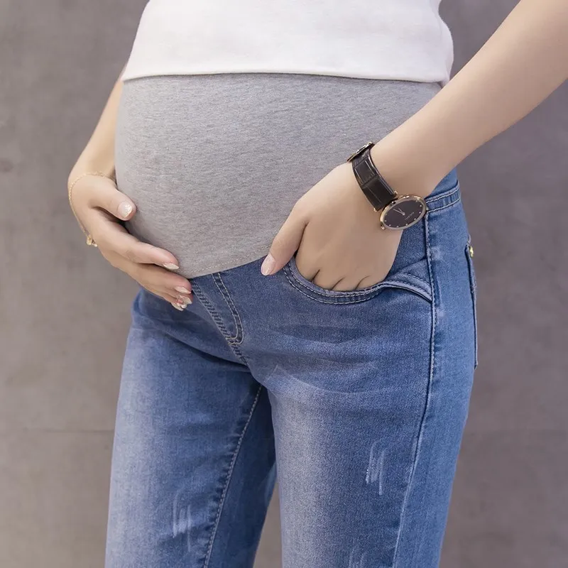 Брюки для беременных 7 точка Джинсы большие размеры ShortCapris беременности товары