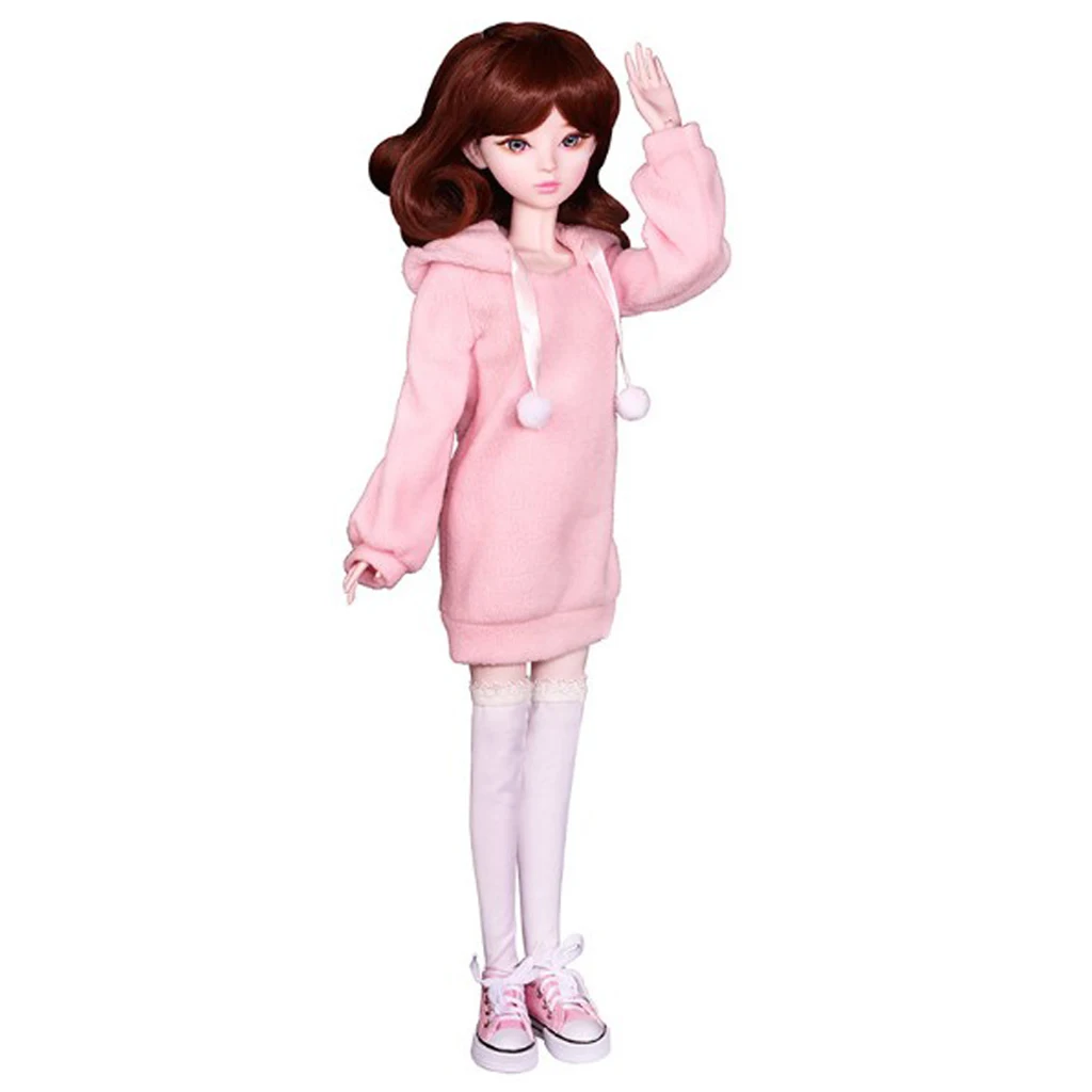 1/3 Милая длинная плюшевая толстовка с капюшоном Топ Толстовка для кукол BJD повседневная одежда розовый