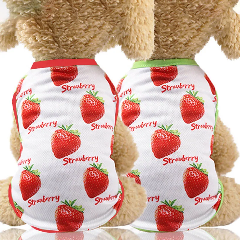 Strawberry Shirt XS-2XL, летняя одежда для собак, рубашка для щенков, жилет с клубничкой, бананом, котом, платье для маленьких собак, Милая футболка для собак, одежда для домашних животных - Цвет: Strawberry Shirt