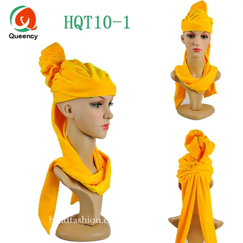 HQT10 Новый дизайн Африканский тюрбан в стиле геле бархатный головной убор 4 цвета