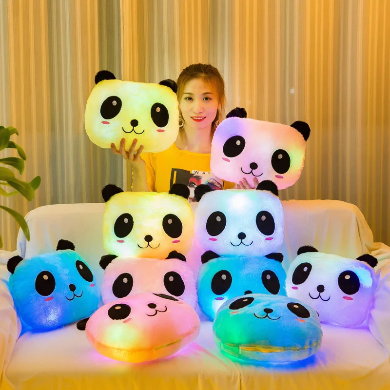 

New Colorful Panda Pillow Plush Toy Giant Panda Doll Night Light Pillow Valentine's Day Gift Have Four Colors Are Available