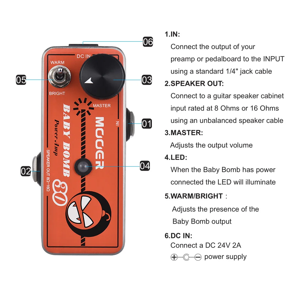 MOOER BABY BOMB 30 гитарный эффект педали цифровой микро усилитель мощности Макс. 30 Вт Выход защита от перегрузки по току