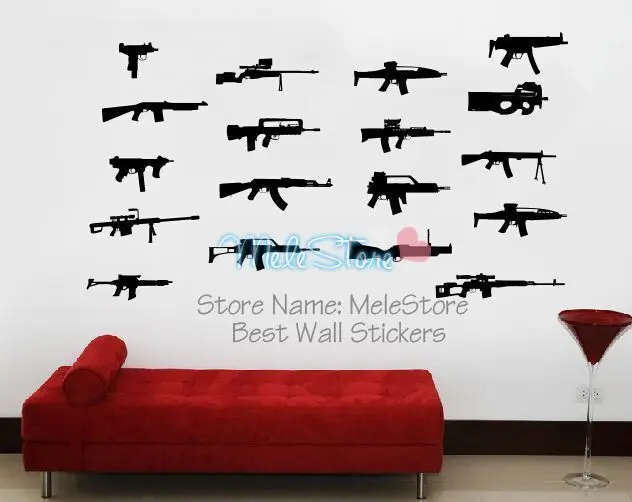 AK 47 ружья стикер на стену дети Adesivi мурали украшение дома наклейки Муро Pour Enfants