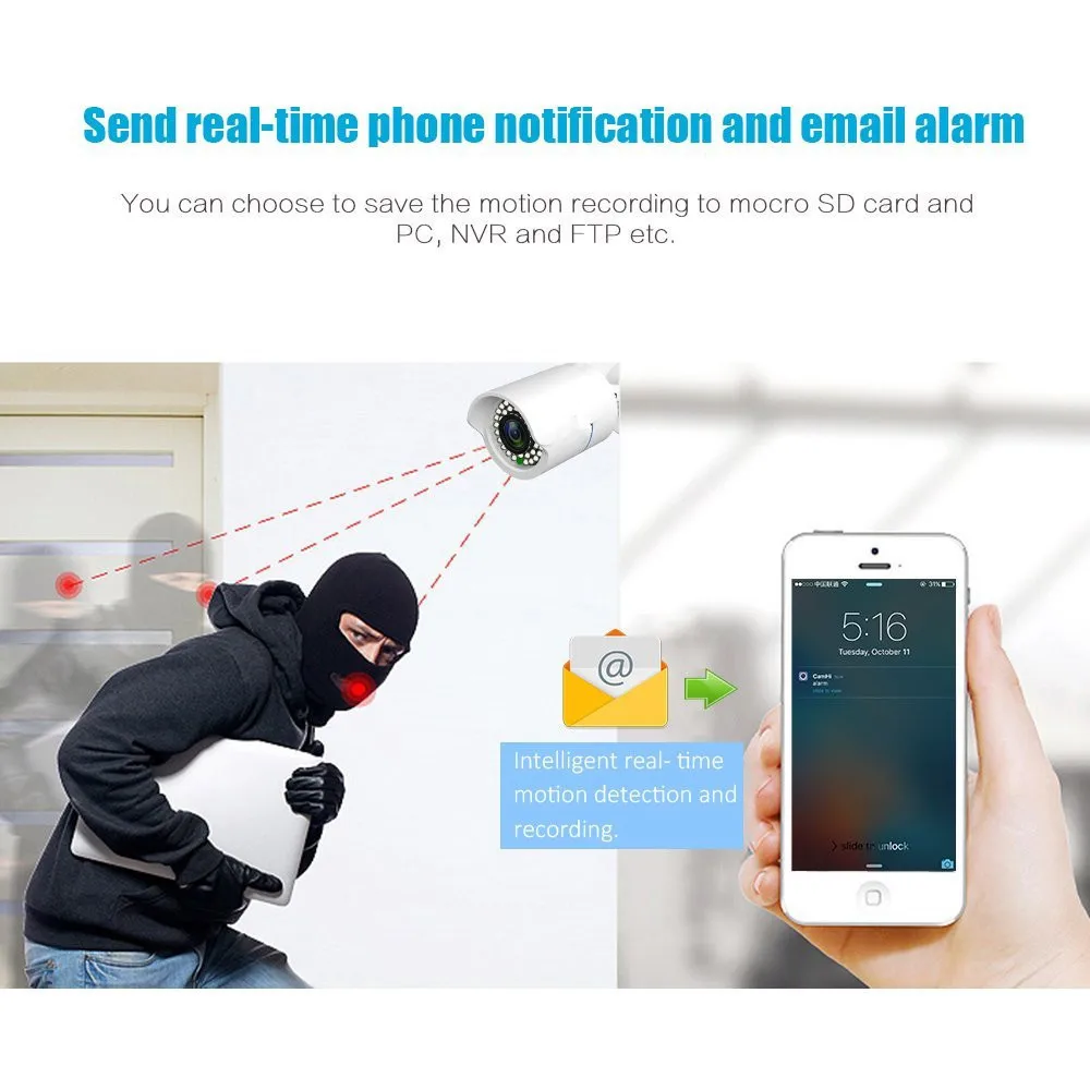 720P HD наружная камера видеонаблюдения Wi Fi IP беспроводная Onvif Android IOS Yoosee APP