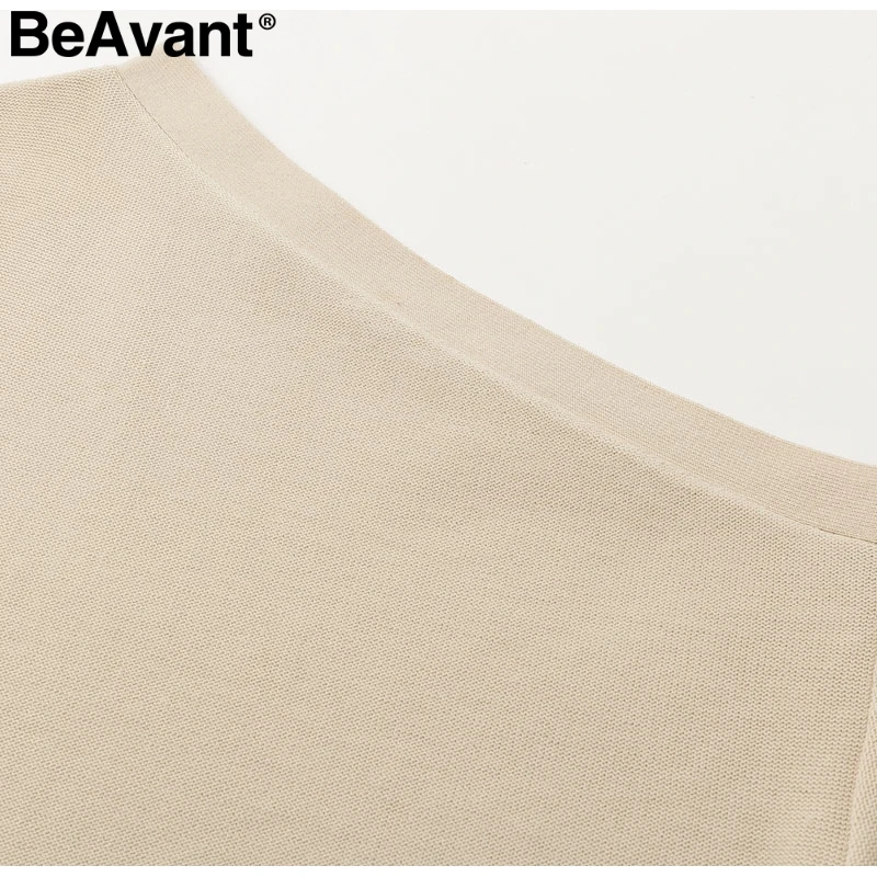 BeAvant Elegant one shoulder knitted dress women Fashion buttons sash female autumn dresses Casual loose winter ladies vestidos
