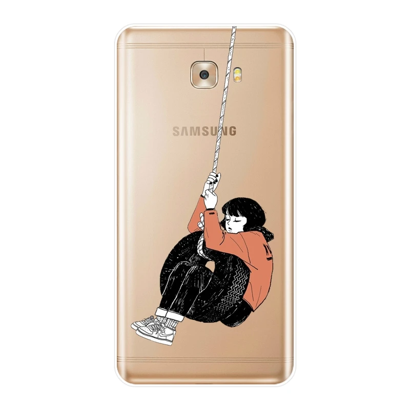 TPU Cartoon Girl Japan Aesthetic Phone Case For Samsung Galaxy C5 C7 C8 Silicone Soft Back Cover C9 Pro | Мобильные телефоны и