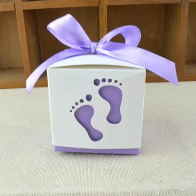 Baby Shower Foot конфетная коробка с лазерным вырезом для детского душа Подарочная