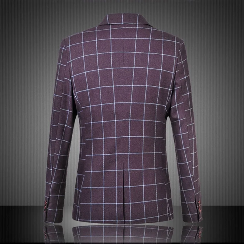 Мужской Клетчатый Блейзер Schinteon пиджак в клетку деловой костюм на одной пуговице