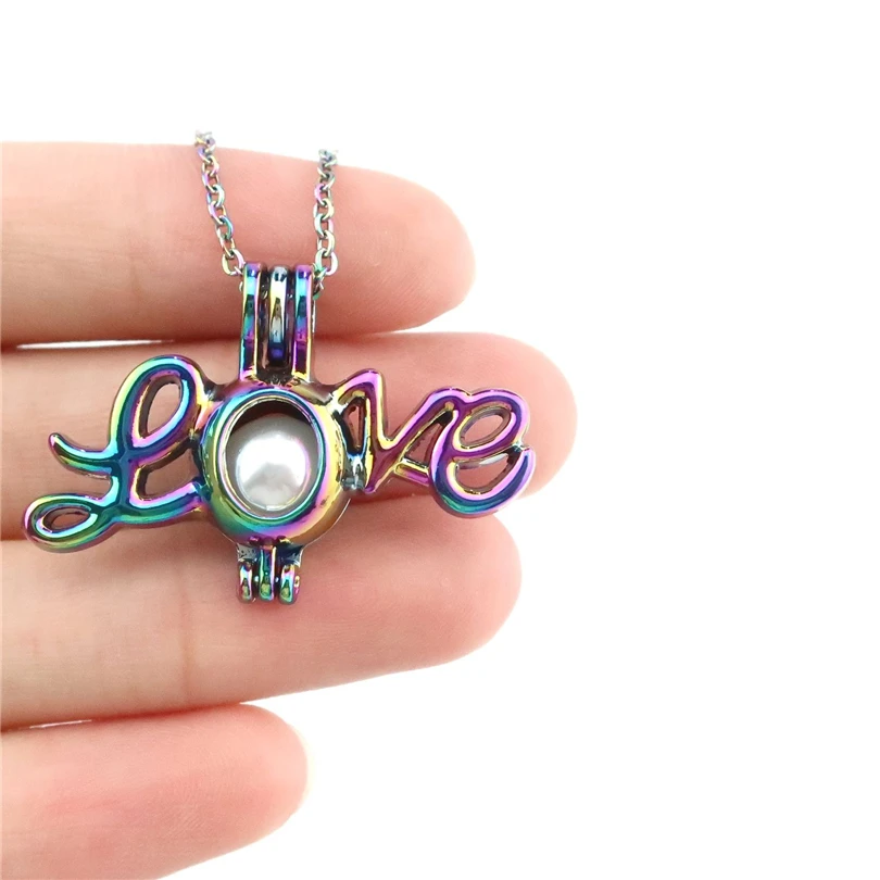 Кулон C498 в виде большой любовной клетки радужного цвета искусственное ожерелье с