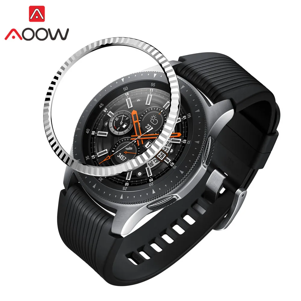 Silver 02 Ободок кольцо стиль для samsung Galaxy Watch 46 мм клейкая крышка против царапин Нержавеющая сталь защита аксессуары для шестерни S3 - Цвет ремешка: Silver 02