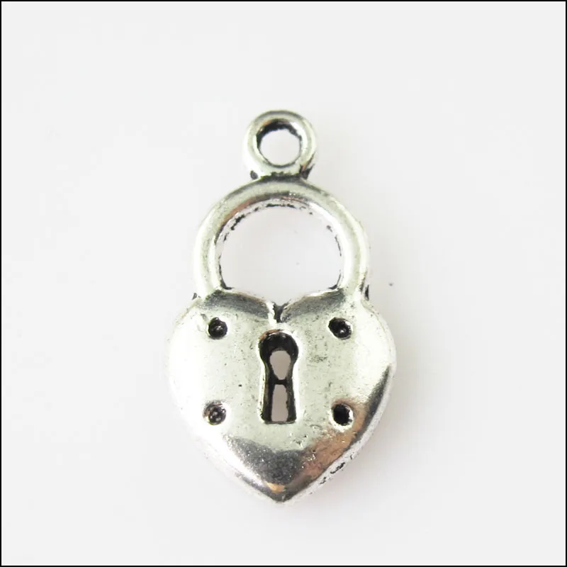 Новый 20 шт. Тибетский серебристый цвет сердце замок Подвески 11x20mm|Шармы| |