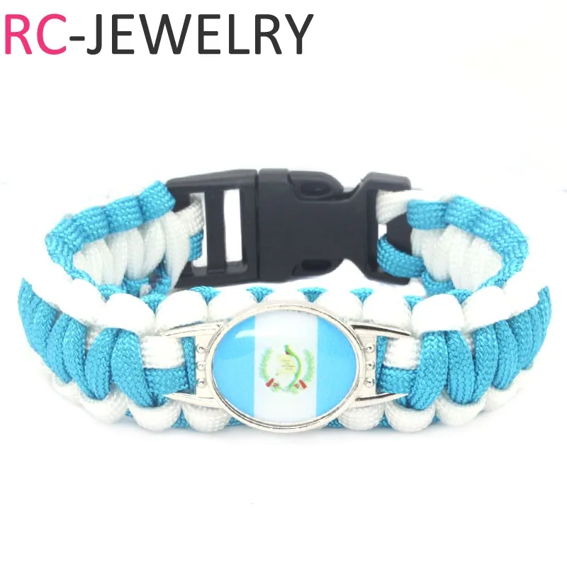 (10 PCS/lot) Fashion Guatemala national flag style Survival Paracord Bracelet bangle Football soccer fans gifts | Украшения и