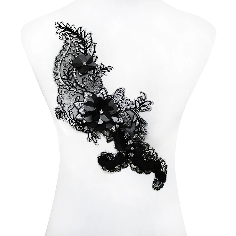 5 пар зеркальных расшитых бисером кристаллов черного и серебряного цвета с