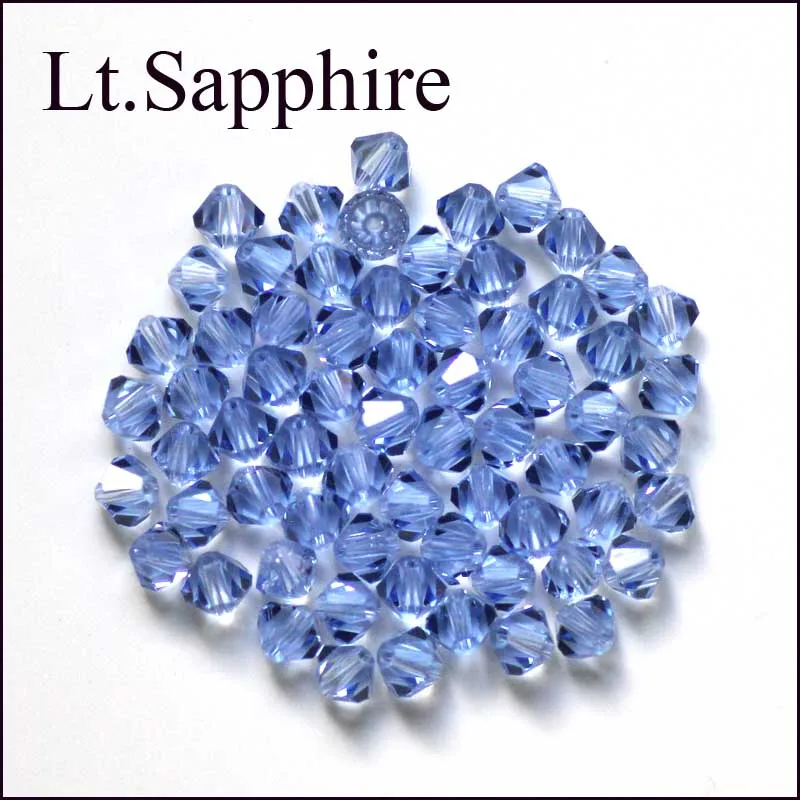 lt sapphire Двухконусные бусины с кристаллами AB 200 шт./лот 4 мм чешские свободные хрустальные бусины/граненые стеклянные бусины для ювелирных изделий DIY серьги браслеты - Цвет: lt sapphire