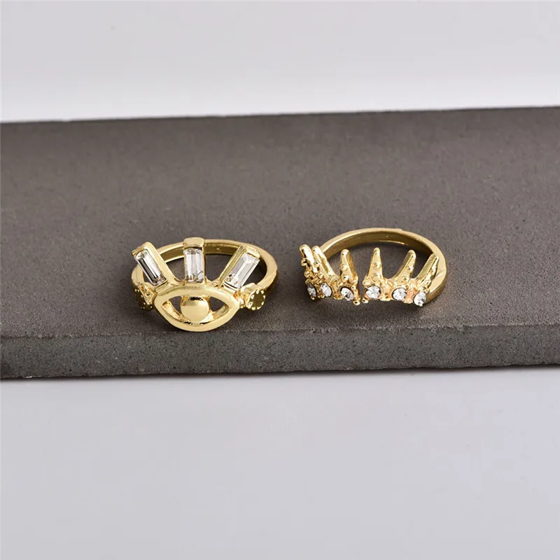 Винтажные кольца золотого цвета набор из 2 предметов для женщин и девушек