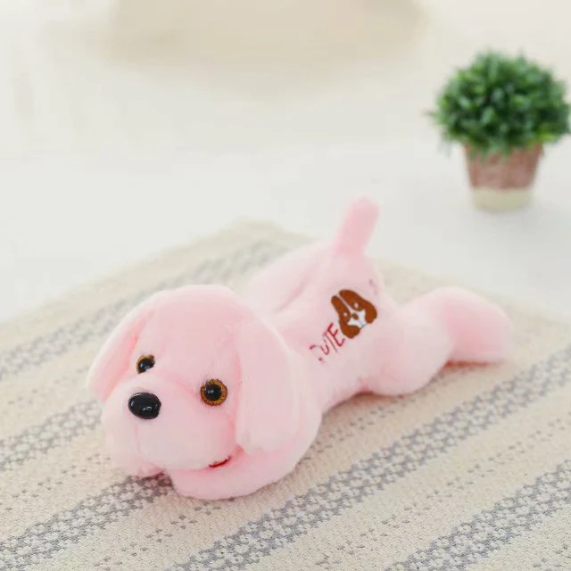 Pink lying dog 15 видов светящиеся мягкие животные кукла Дети ночь свет плюшевая игрушка с подсветкой плюшевый мишка Лежащая собака сидящий медведь Дельфин - Цвет: Pink lying dog