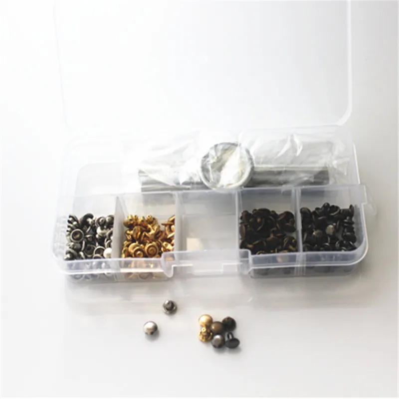 100 наборов кожаные заклепки двойная крышка трубчатые 4 вида цветов 6 мм