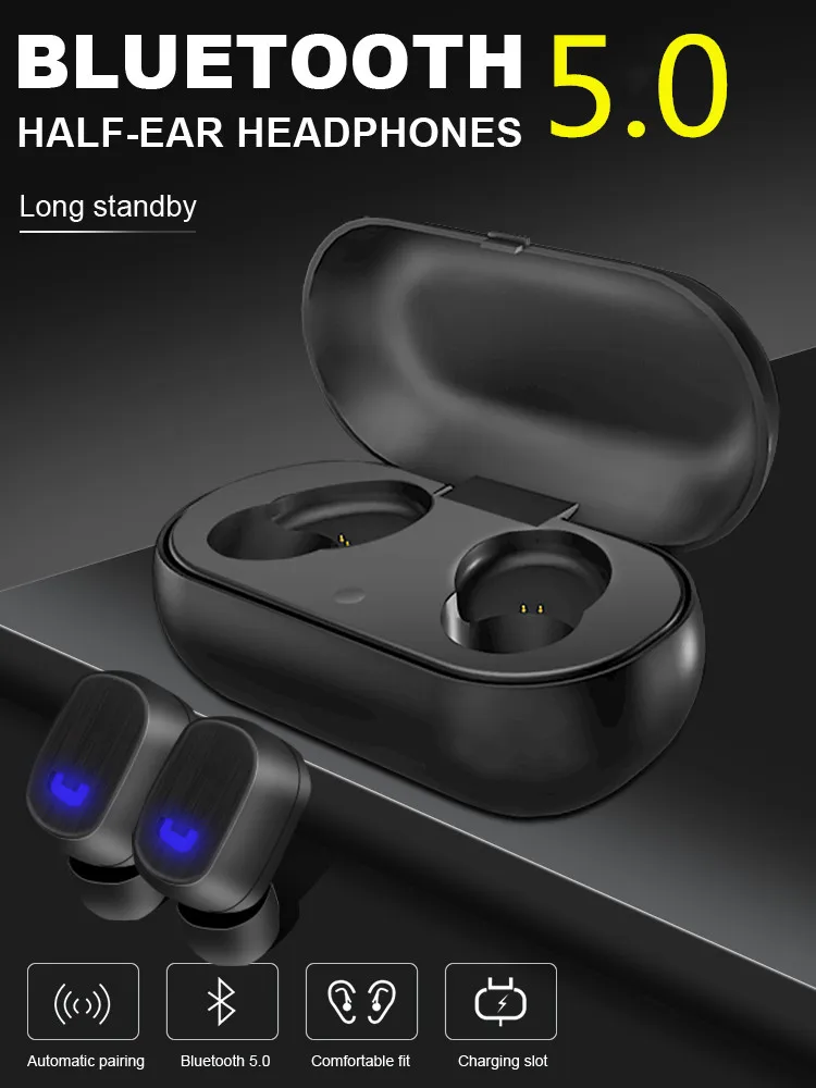 TWS Bluetooth наушники 5 0 Беспроводная bluetooth гарнитура спортивные с мини зарядным